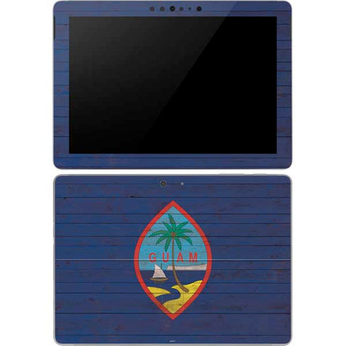 Guam Flag Dark Wood Surface Go Skin